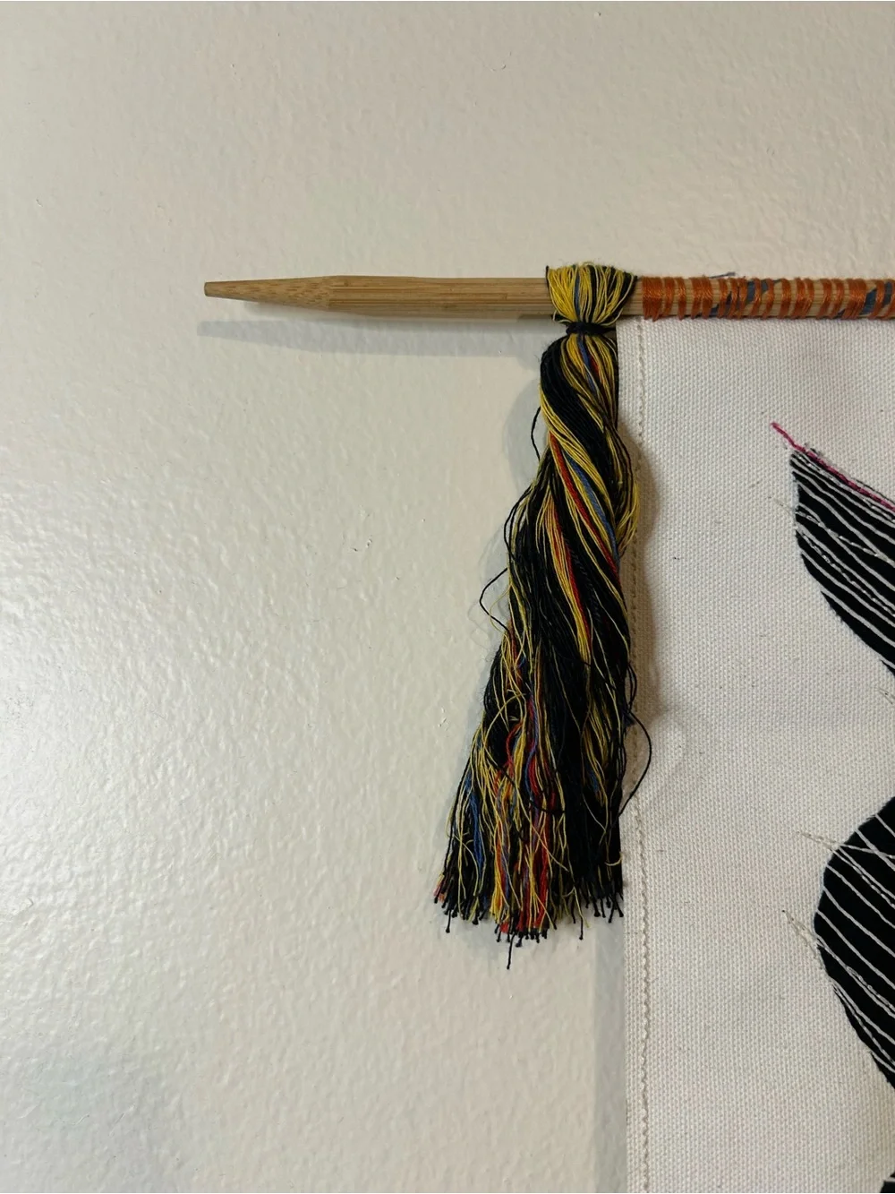 Handcrafted Abstract Textile Wall Hanging with Stitched Appliqués